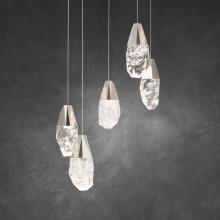  BPD20205OH-AB - Martini 5 Light LED 3000K/3500K/4000K 120V-277V Chandelier in Aged Brass with Optic Haze Quartz