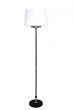 House of Troy A702-BLK/SN - Alpine 4 Light Cluster Black/Satin Nickel Floor Lamp with White Silk Softback Shade