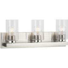  P300388-009 - Goodwin Collection Three-Light Brushed Nickel Modern Vanity Light with Clear Glass