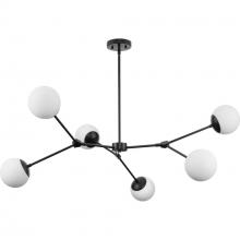 Progress P400378-31M - Haas Collection Six-Light Matte Black Mid-Century Modern Chandelier