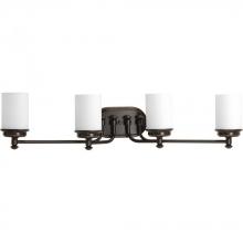 Progress P300015-139 - Glide Collection Four-Light Rubbed Bronze Etched Opal Glass Coastal Bath Vanity Light