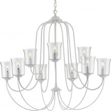 Progress P400196-151 - Bowman Collection Nine-Light Cottage White Clear Chiseled Glass Coastal Chandelier Light