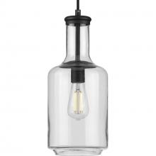 Progress P500229-031 - Latrobe Collection One-Light Matte Black Clear Glass Coastal Pendant Light