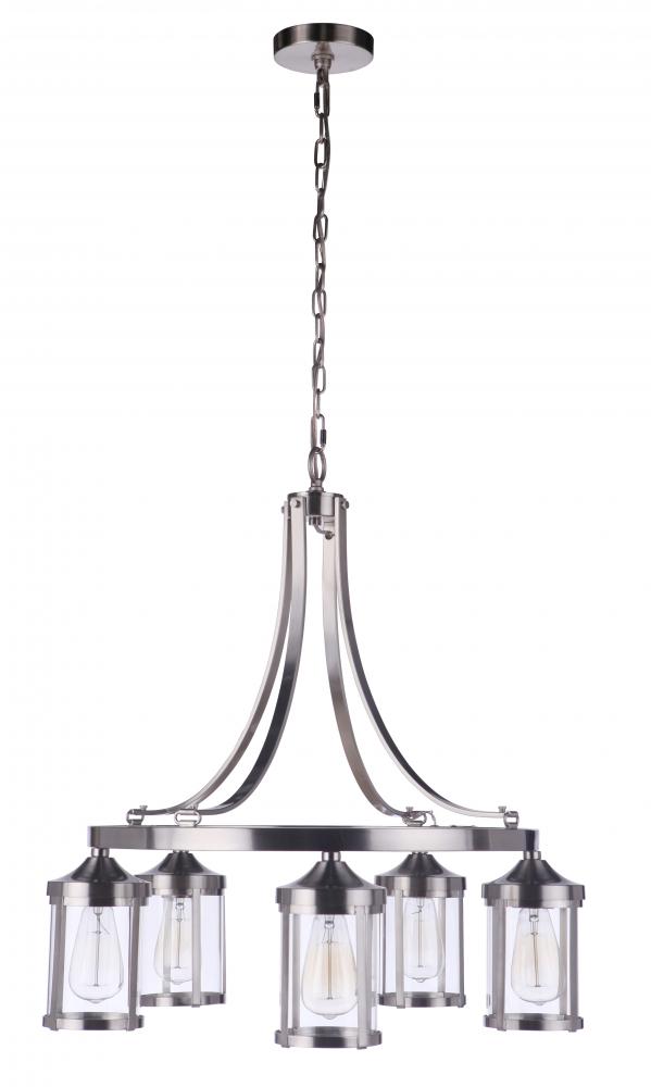 Elliot 5 Light Chandelier in Brushed Polished Nickel