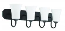 Craftmade 50404-FB-WG - Gwyneth 4 Light Vanity in Flat Black (White Glass)