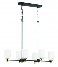 Craftmade 60376-FBSB - Council 6 Light Island in Flat Black/Satin Brass