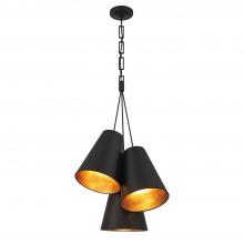 Crystorama 8684-MK-GA - Brian Patrick Flynn Alston 3 Light Matte Black + Antique Gold Pendant