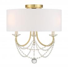 Crystorama DEL-90803-AG_CEILING - Delilah 3 Light Aged Brass Semi Flush Mount