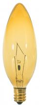 Satco Products Inc. S3819 - 60 Watt BA9 1/2 Incandescent; Transparent Amber; 1500 Average rated hours; Candelabra base; 120 Volt