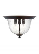 Generation Lighting 7514503EN-710 - Belton transitional 3-light LED indoor dimmable ceiling flush mount in bronze finish with clear seed