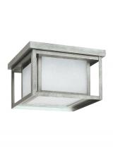 Generation Lighting 79039EN3-57 - Hunnington contemporary 2-light LED outdoor exterior ceiling flush mount in weathered pewter grey fi