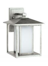 Generation Lighting 89031-57 - Hunnington contemporary 1-light outdoor exterior medium wall lantern in weathered pewter grey finish