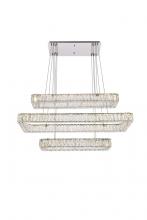 Elegant 3504G42L3C - Monroe 42 Inch LED Triple Rectangle Pendant in Chrome