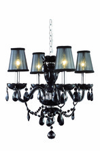 Elegant 7834D17B-JT/RC+SH - 7834 Princeton Collection Hanging Fixture D17in H18in Lt:4 Black Finish (Royal Cut Crystal Jet Black