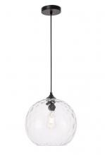 Elegant LD2283 - Gibson 1 Light Black and Clear Glass Pendant