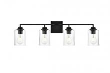 Elegant LD7314W32BLK - Ronnie 4 Light Black and Clear Bath Sconce