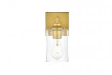 Elegant LD7314W5BRA - Ronnie 1 Light Brass and Clear Bath Sconce