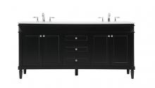 Elegant VF31872DBK - 72 Inch Double Bathroom Vanity in Black