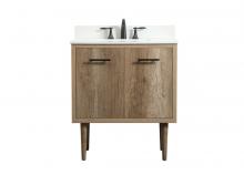 Elegant VF48030NT-BS - 30 Inch Single Bathroom Vanity in Natural Oak with Backsplash