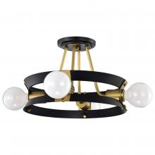 Nuvo 60/7866 - Marsden 4 Light Semi Flush; Matte Black and Natural Brass Finish