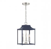 Savoy House Meridian M30013NBLPN - 3-Light Pendant in Navy Blue with Polished Nickel