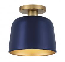  M60067NBLNB - 1-Light Ceiling Light in Navy Blue with Natural Brass