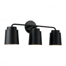 Austin Allen & Co. AA1036MB - 24.50"W x 9.50"H 3-Light Vanity in Matte Black with Soft Gold Interior