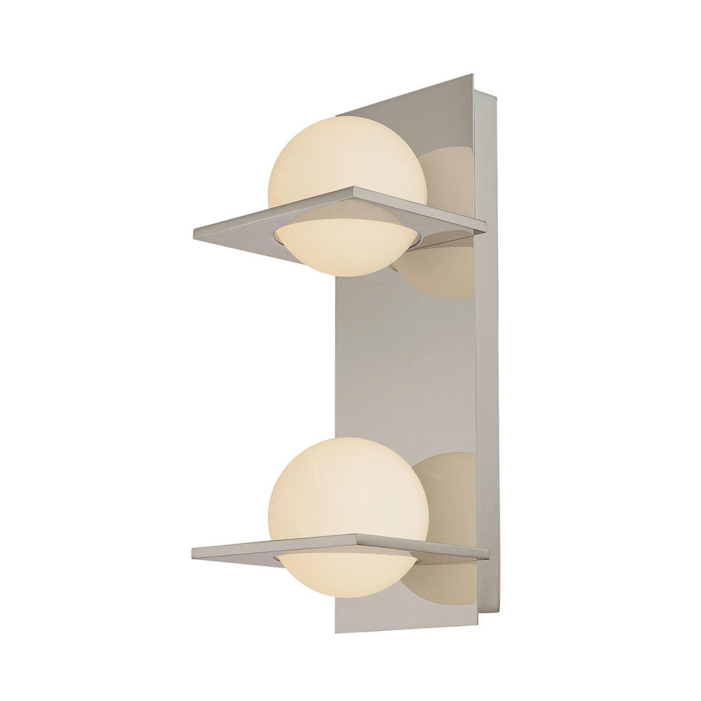 Orbit Double Lamp Vertical Vanity with White Opal Round Glass and MSN Finish